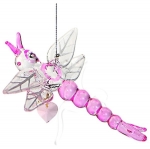 Hanging Glass Dragonfly Pink